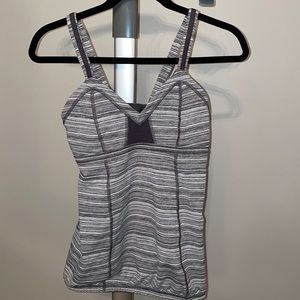 Lululemon tank grey stripe size 6